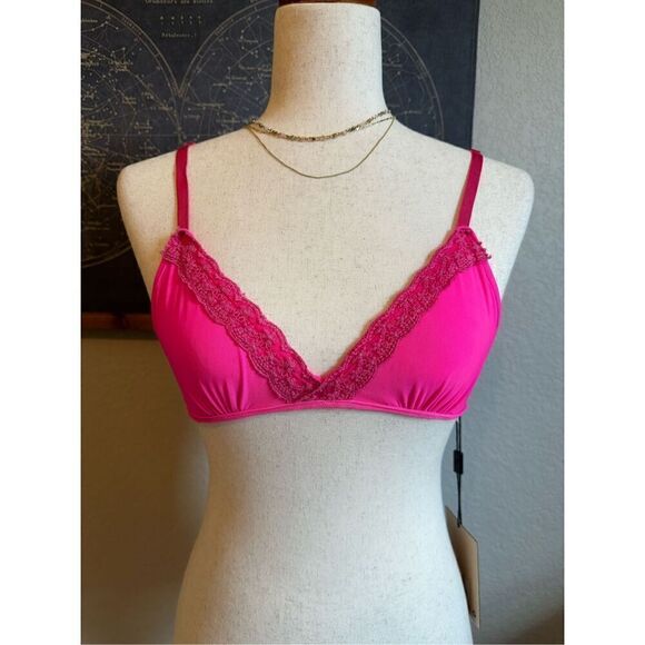 NWT One Teaspoon Revolve Fallen Angel Hot Pink Lace Bra Women Size 8 OT9831 - Picture 1 of 13